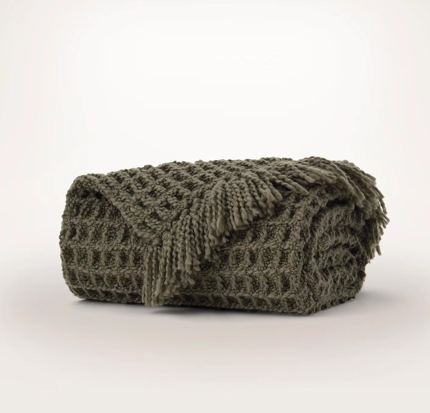Grand Waffle Merino Wool Throw Blanket - Pine