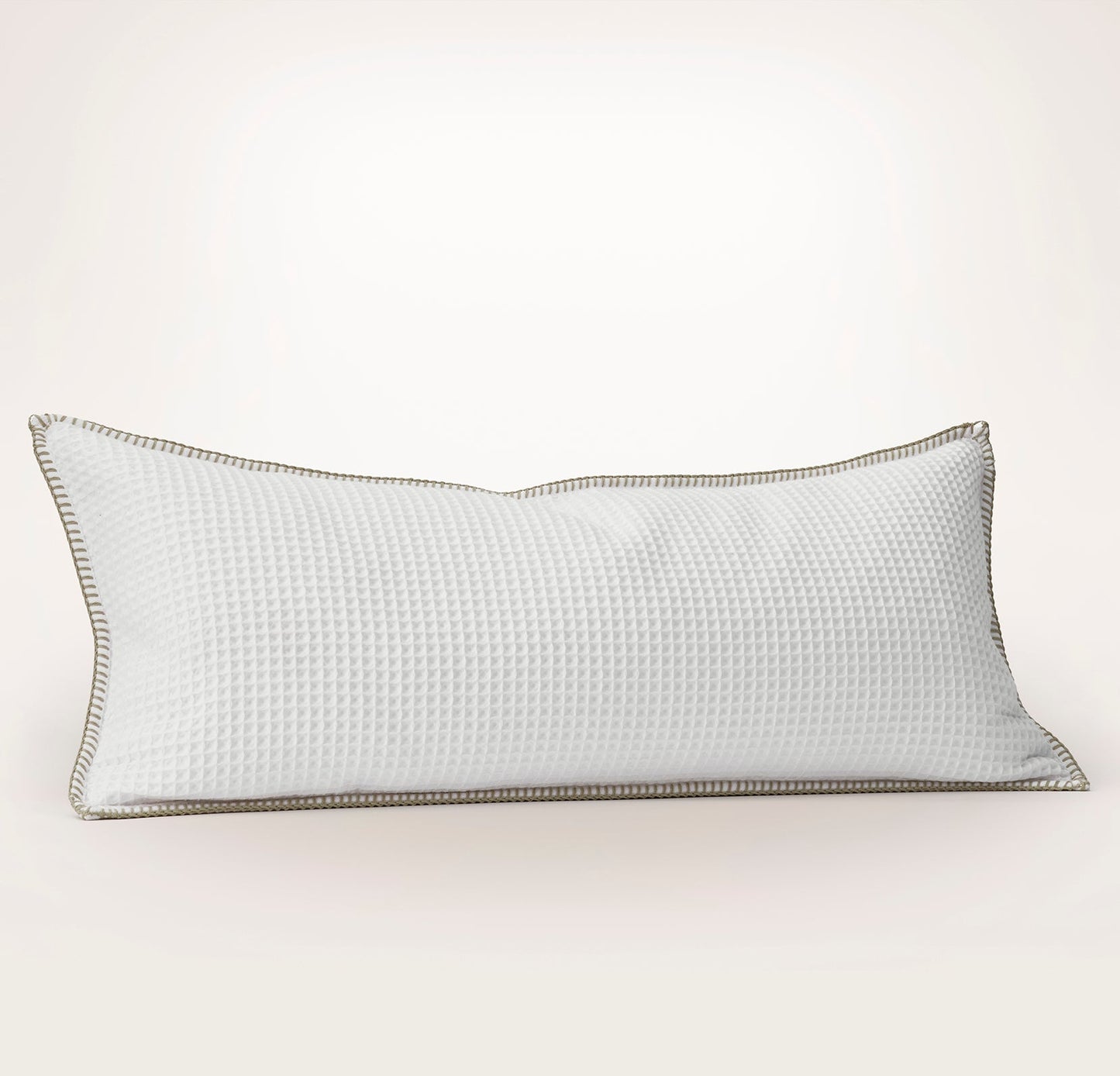 Waffle Pillow Cover - White/Oak Whipstitch