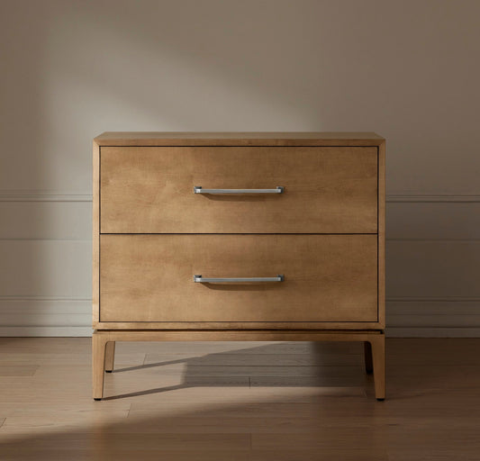 2-Drawer Wood Nightstand - Bluff - Silver