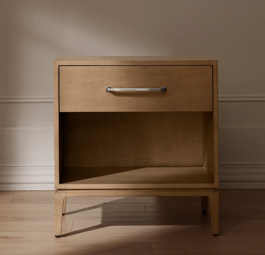 Single Drawer Wood Nightstand - Bluff - Silver