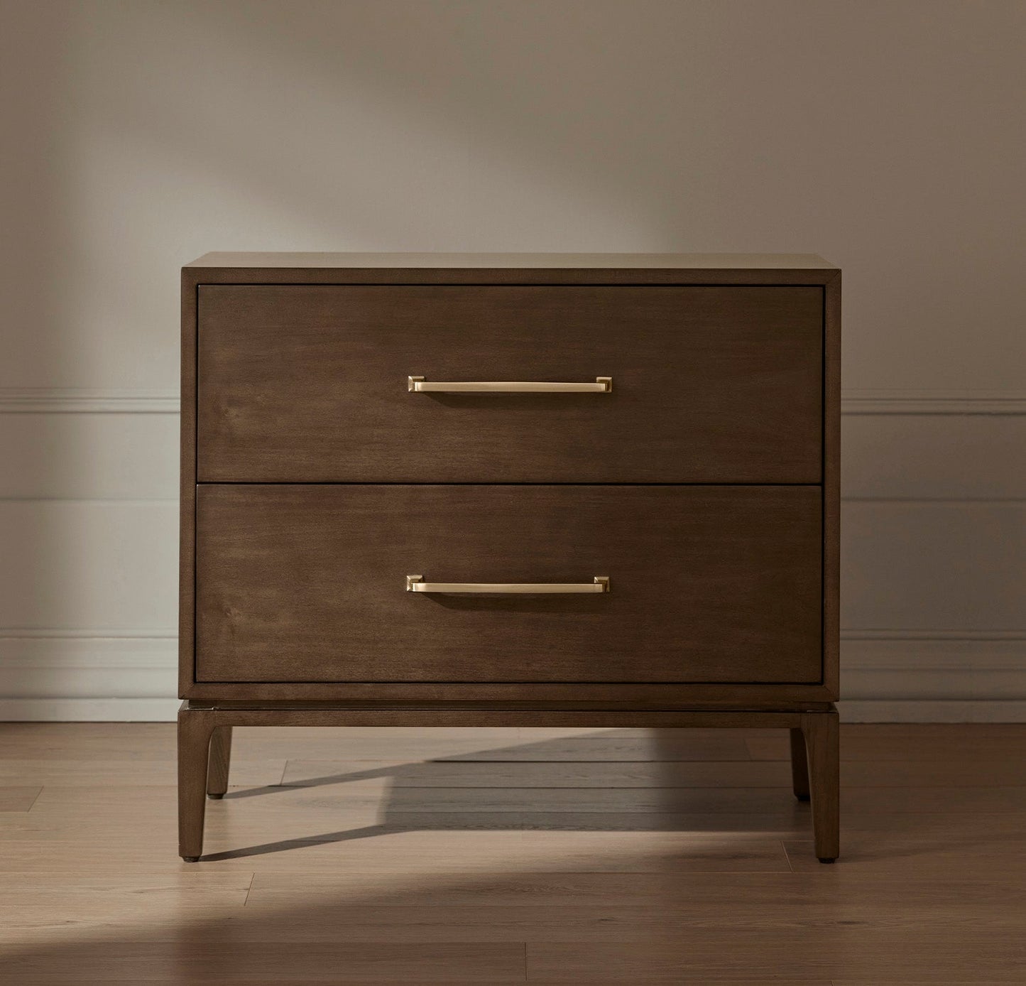 Nightstands - Espresso - Brass - 2-Drawer