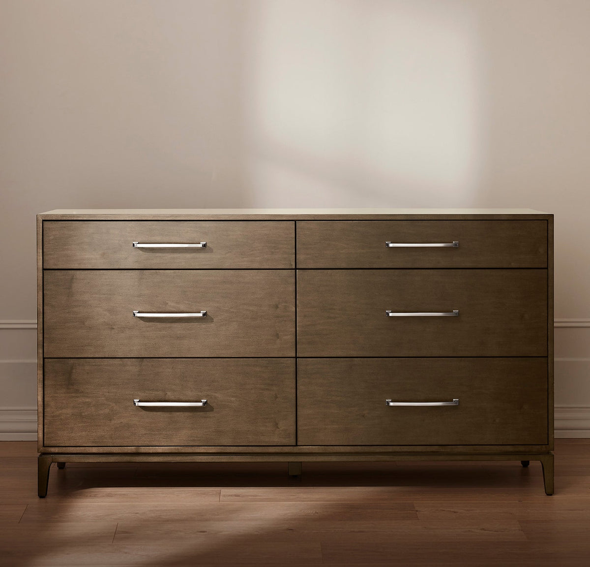 6-Drawer Wood Dresser - Espresso - Silver