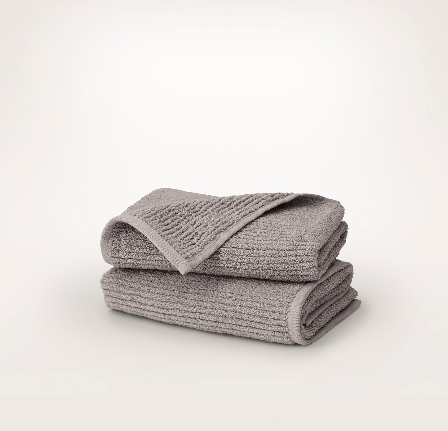 Turkish Ribbed Hand Towels (Pair) - Stone