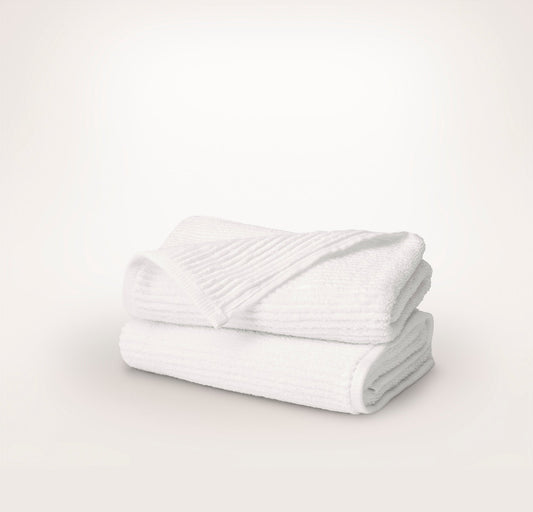 Turkish Ribbed Hand Towels (Pair) - White