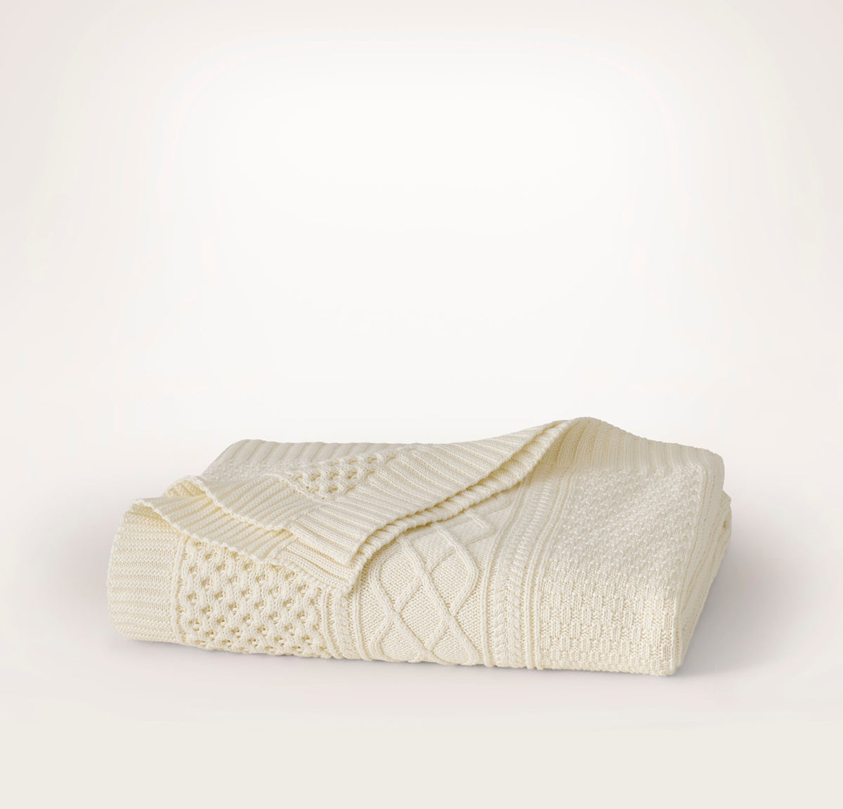 Aran Knit Throw Blanket - Cream