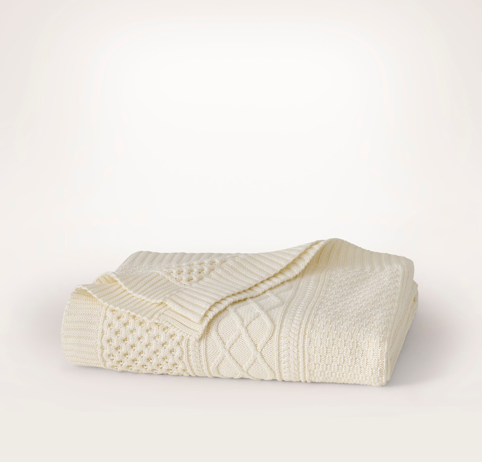 Aran Knit Throw Blanket - Cream