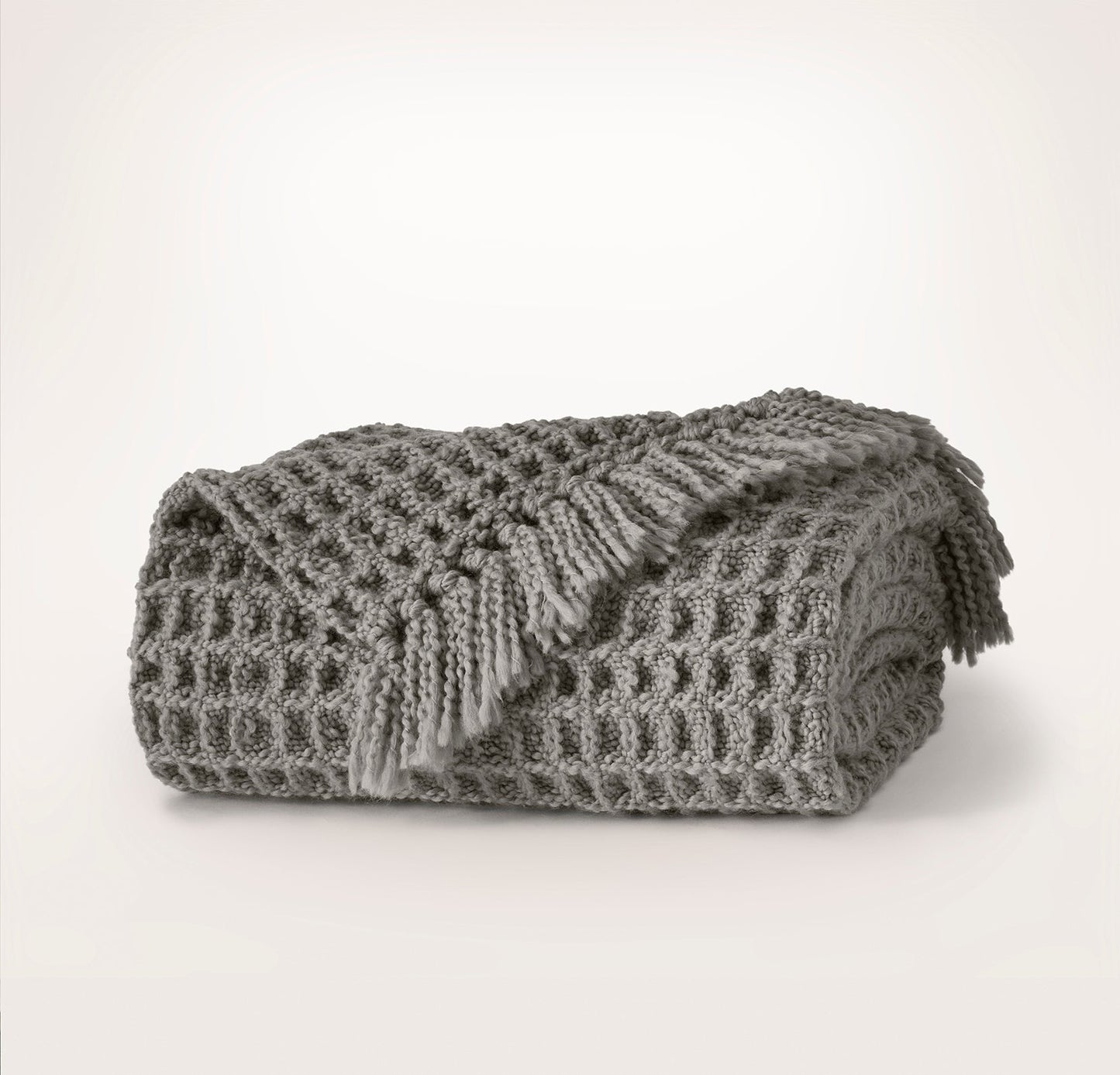 Grand Waffle Merino Wool Throw Blanket - Stone