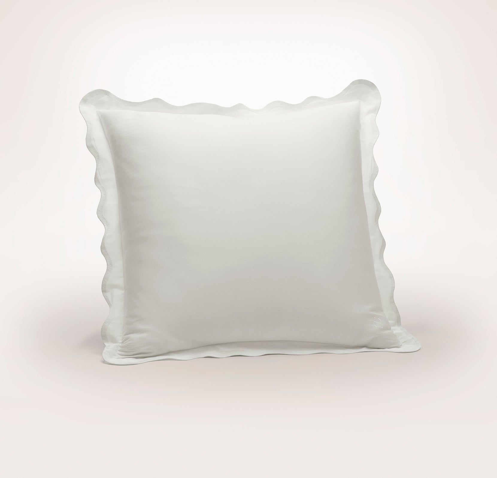 Percale Embellished Sham - White/White Curved Edge